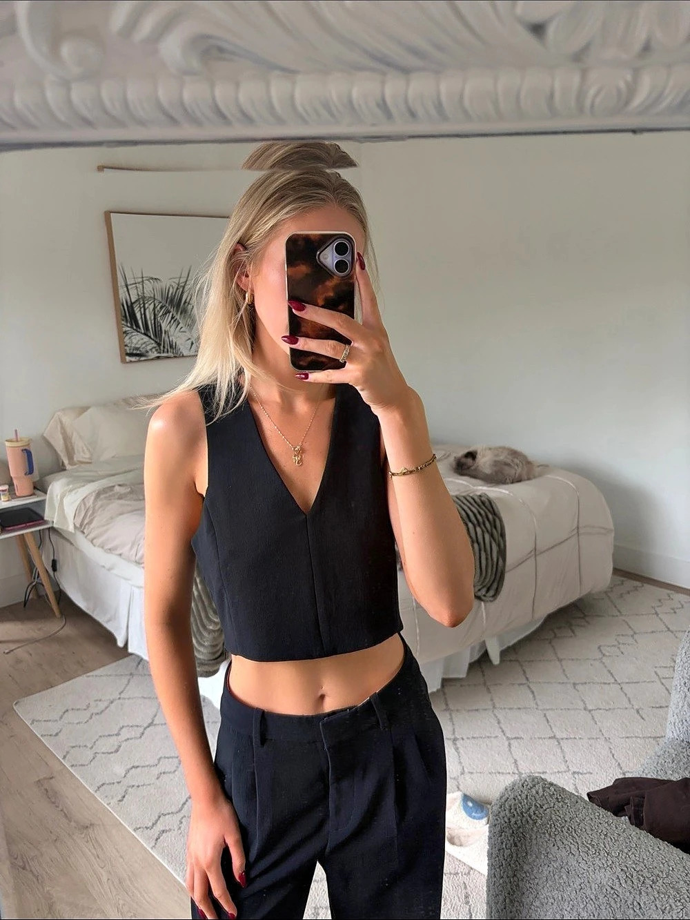 Wilfred Vito Vest Black Crop Top Size Small